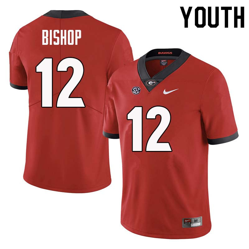 Youth Georgia Bulldogs #12 Tray Bishop College Football Jerseys Sale-Red